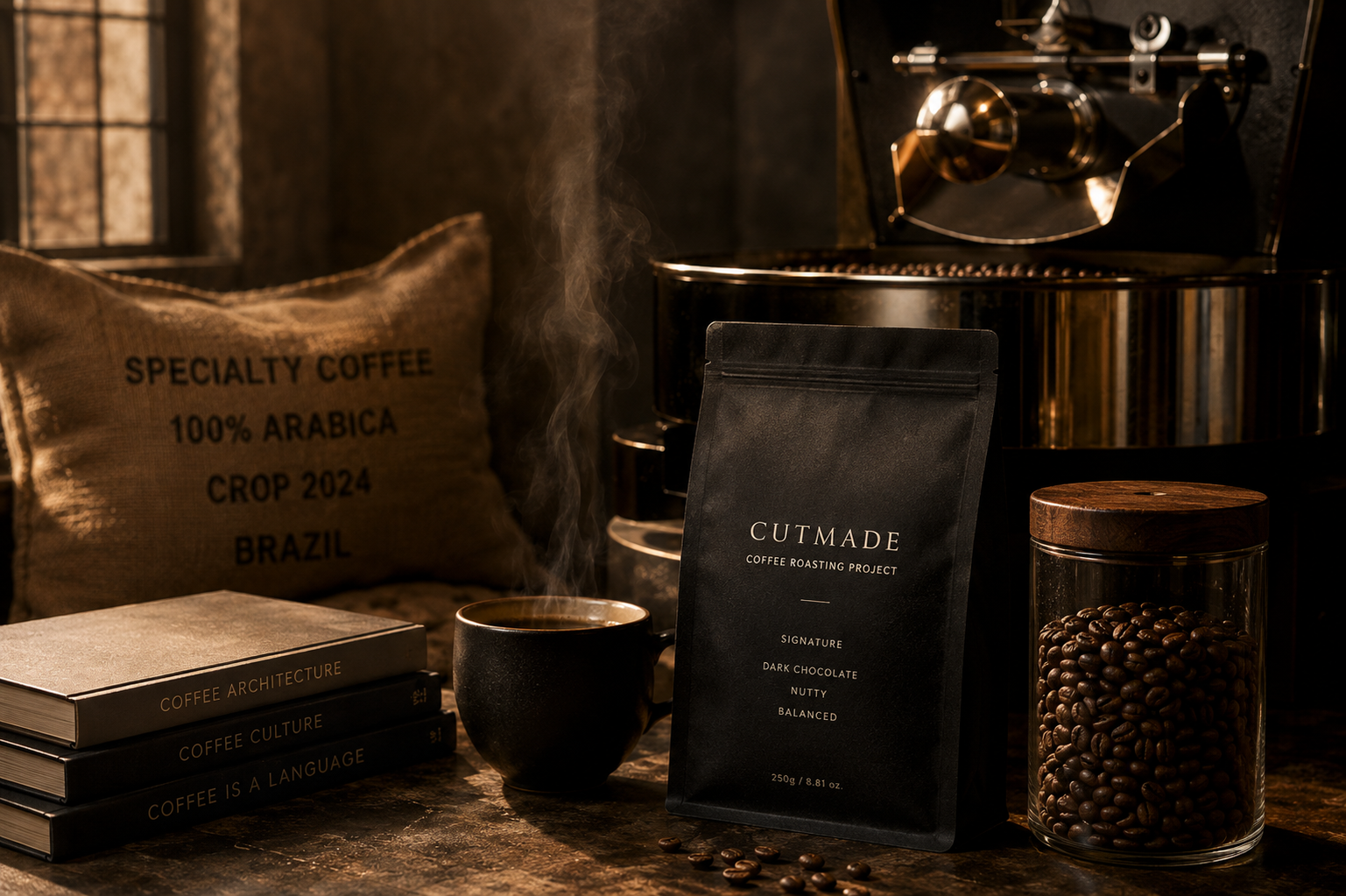 ROAST coffee campaign in warm directional light